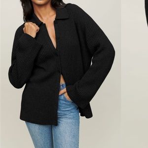 REFORMATION FANTINO CASHMERE COLLARED CARDIGAN